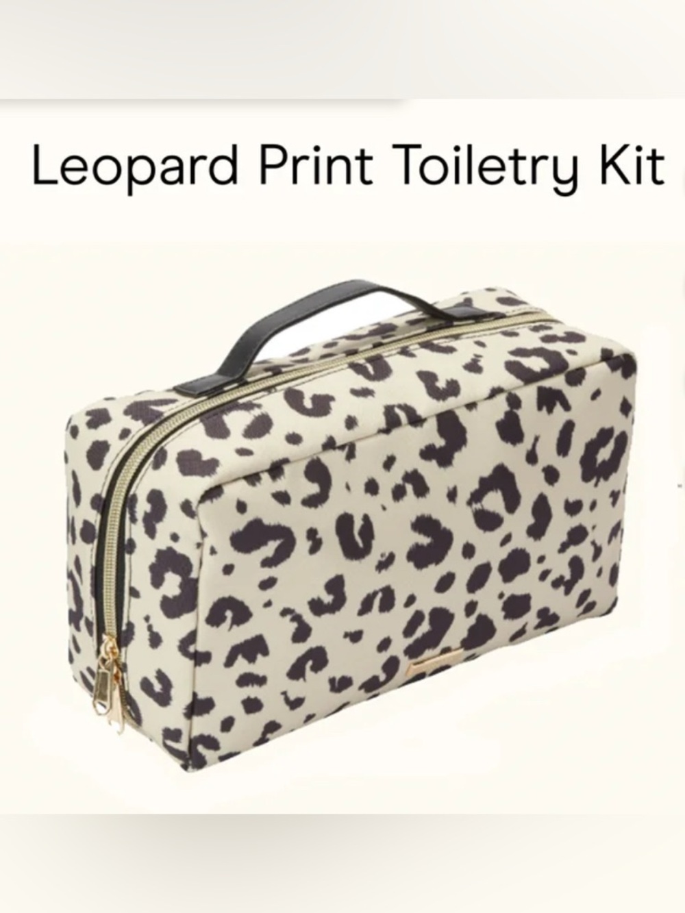 Leopard Print Toiletry Bag - Cream and Black